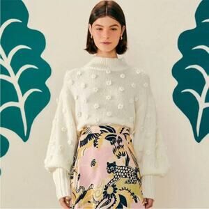 Farm Rio Handmade Flowers Ivory Sweater – Sz XS